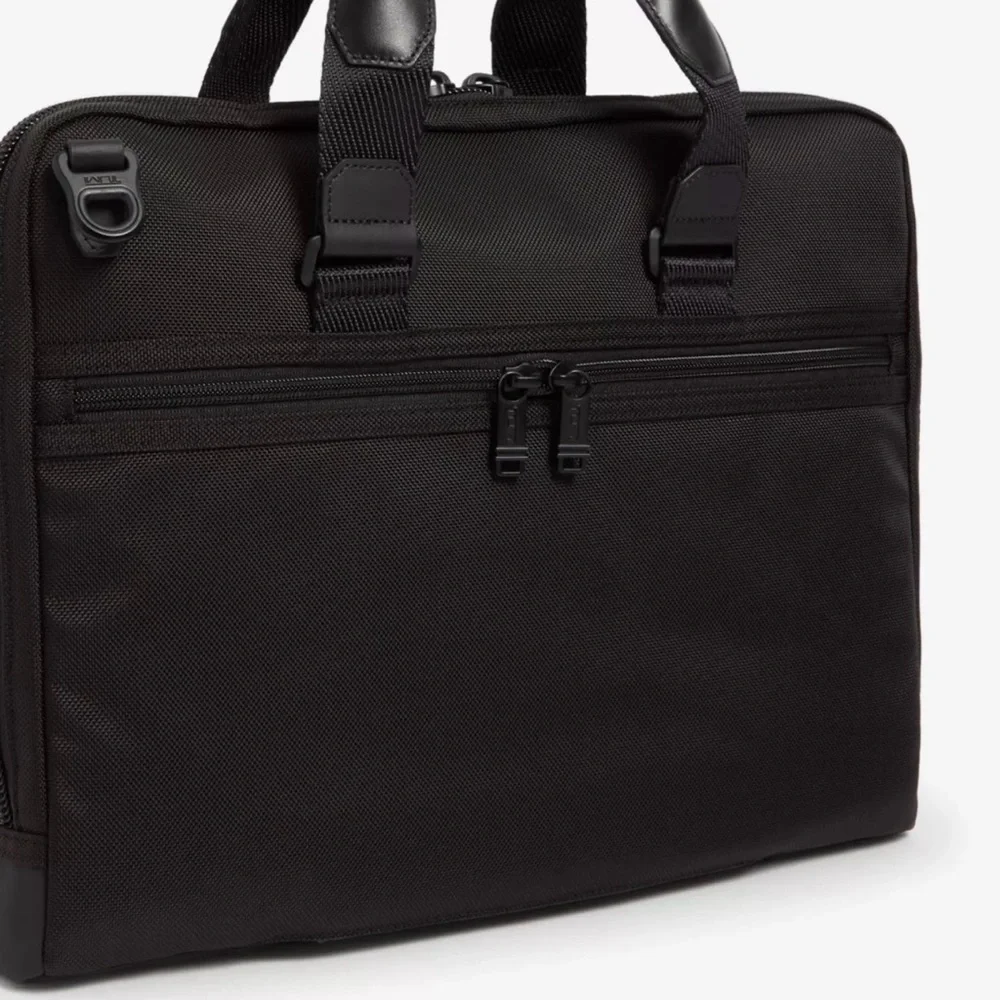 Tumi Black Nylon Laptop Briefcase with Front Zip Pocket